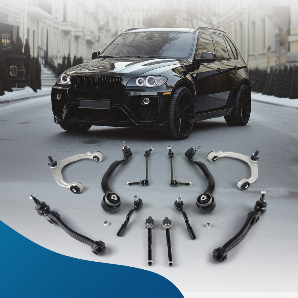 Front Forward Rearward Control Arm Sway Bar Link Tie Rod For 2007-2014 compatible for BMW X5 X6