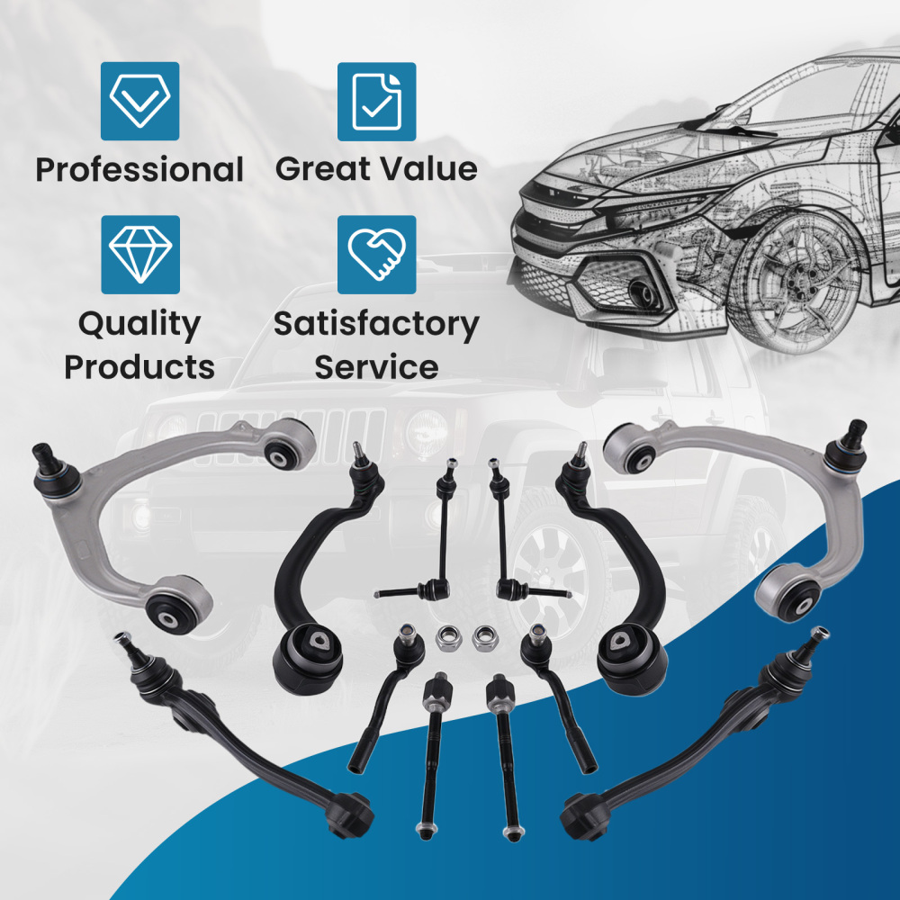 Front Forward Rearward Control Arm Sway Bar Link Tie Rod For 2007-2014 compatible for BMW X5 X6