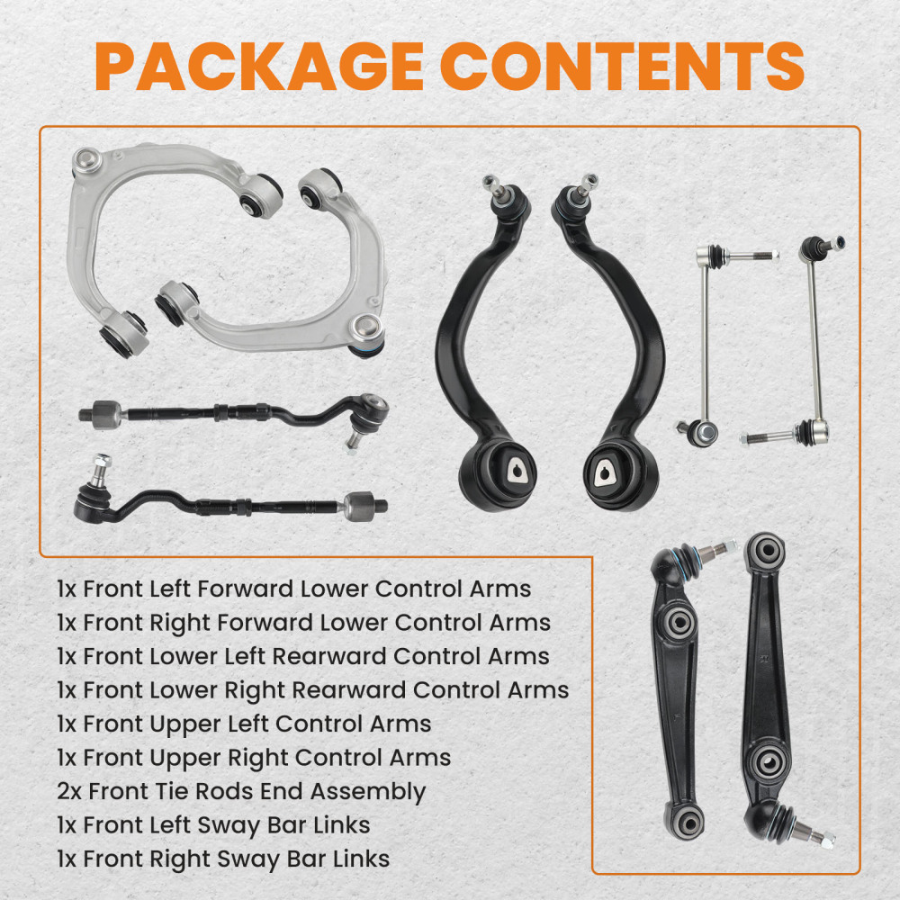 Front Forward Rearward Control Arm Sway Bar Link Tie Rod For 2007-2014 compatible for BMW X5 X6