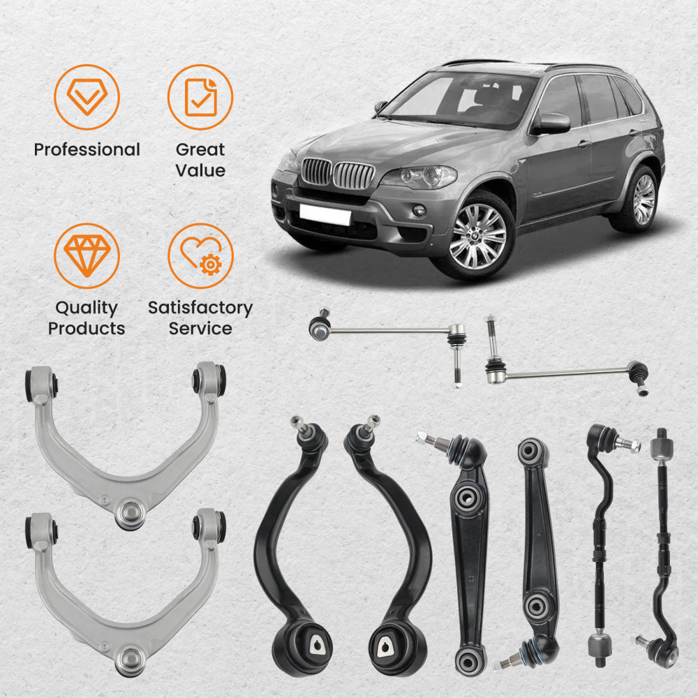 Front Forward Rearward Control Arm Sway Bar Link Tie Rod For 2007-2014 compatible for BMW X5 X6