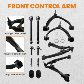 12 Pcs Front Upper amp; Lower Control Arm compatible for Chevy Silverado compatible for GMC Sierra 1500 compatible for Yukon