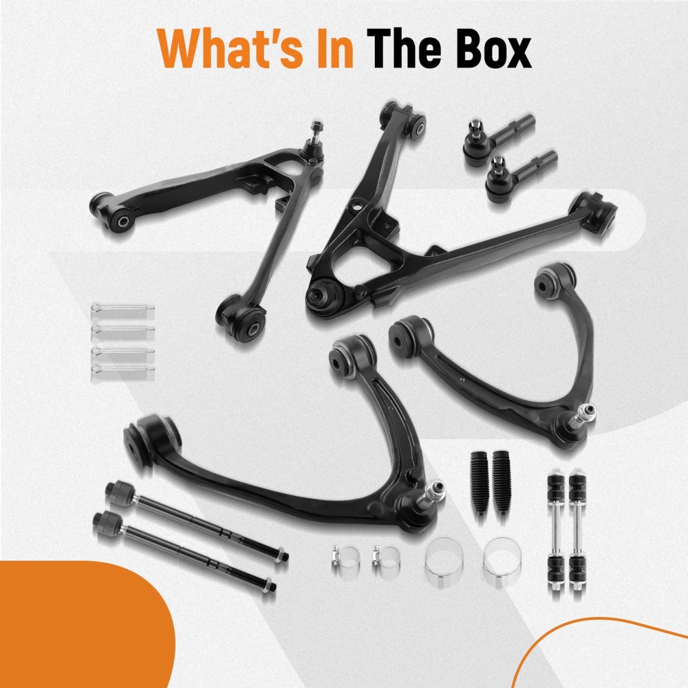 12 Pcs Front Upper amp; Lower Control Arm compatible for Chevy Silverado compatible for GMC Sierra 1500 compatible for Yukon