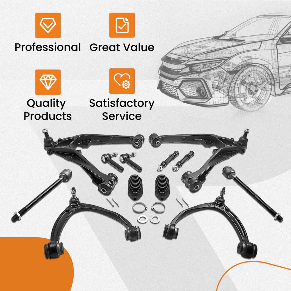 12 Pcs Front Upper amp; Lower Control Arm compatible for Chevy Silverado compatible for GMC Sierra 1500 compatible for Yukon
