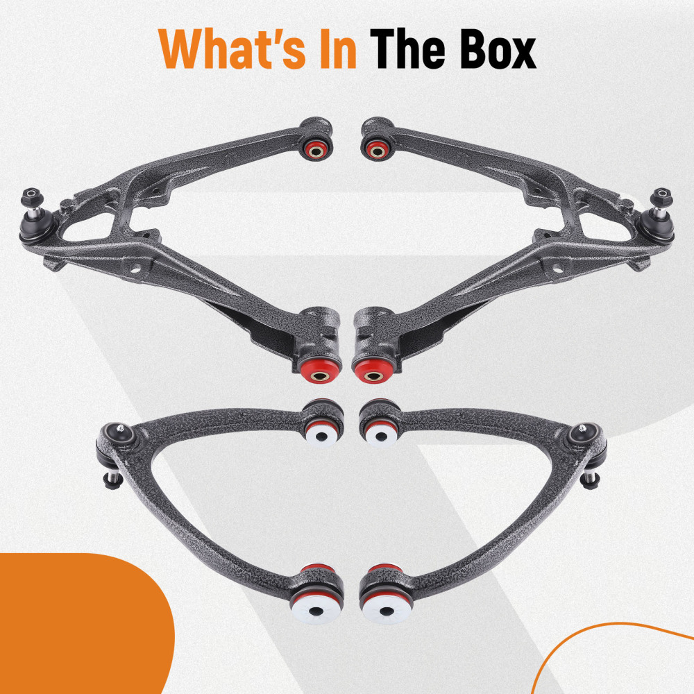 4x Front UpperLower Control Arms for 07-13 compatible for Chevy Silverado GMC Sierra 1500
