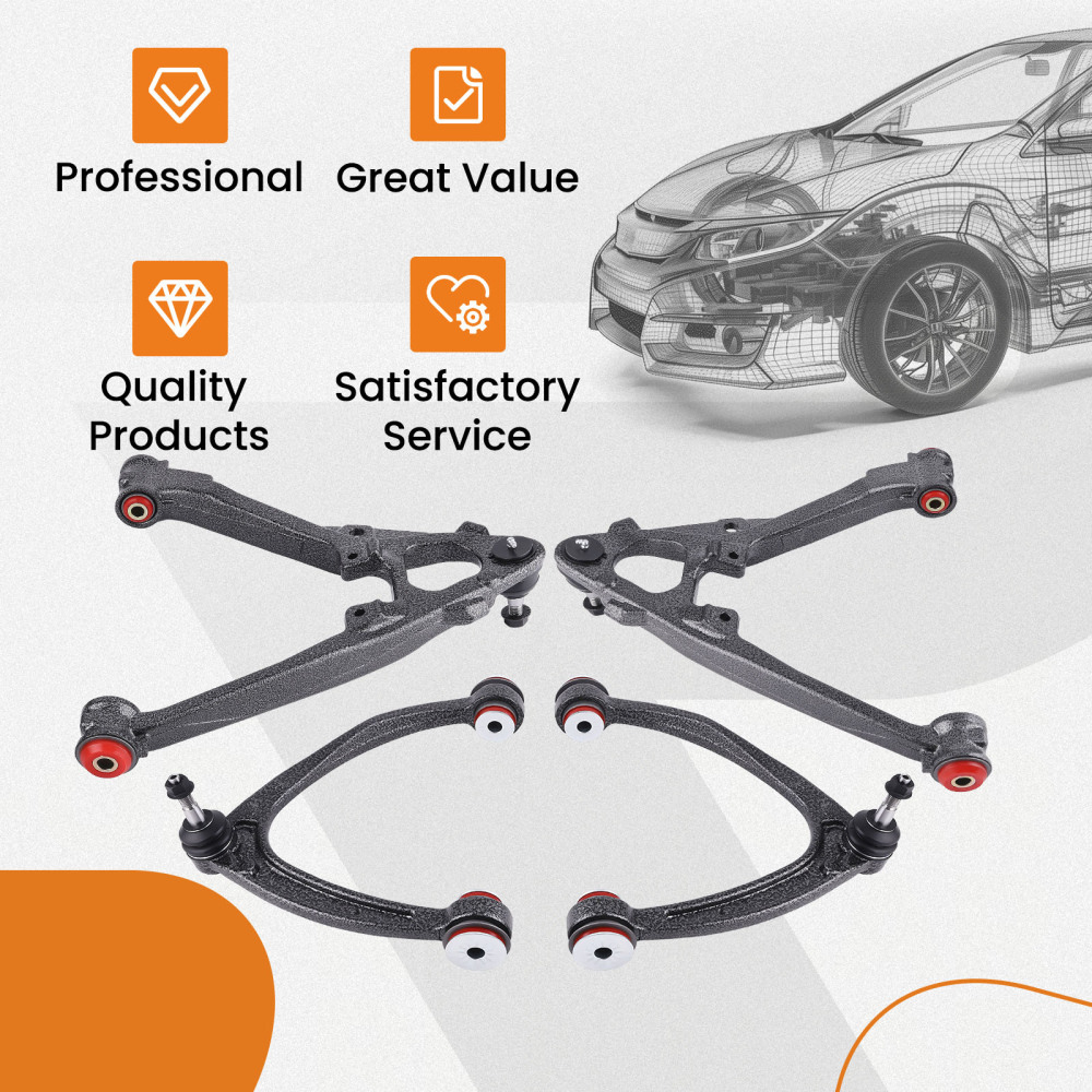 4x Front UpperLower Control Arms for 07-13 compatible for Chevy Silverado GMC Sierra 1500