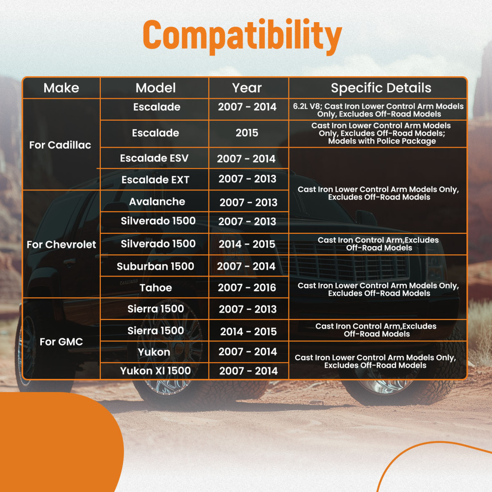 4x Front UpperLower Control Arms for 07-13 compatible for Chevy Silverado GMC Sierra 1500