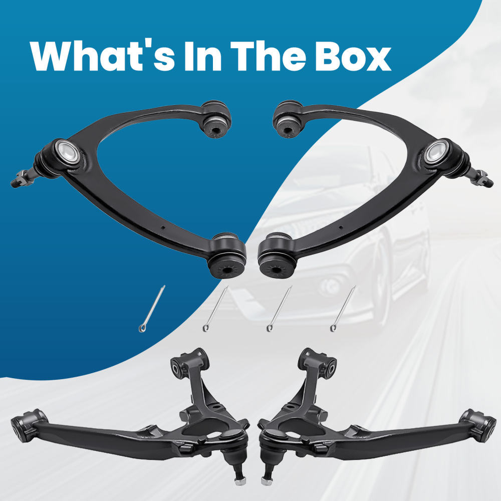 Front Upper Lower Control Arms for 2007-13 compatible for Chevy Silverado GMC Sierra 1500 compatible for Yukon
