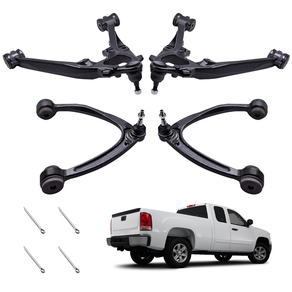 Front Upper Lower Control Arms for 2007-13 compatible for Chevy Silverado GMC Sierra 1500 compatible for Yukon