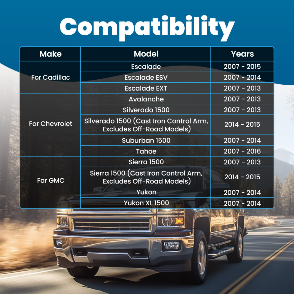 Front Upper Lower Control Arms for 2007-13 compatible for Chevy Silverado GMC Sierra 1500 compatible for Yukon