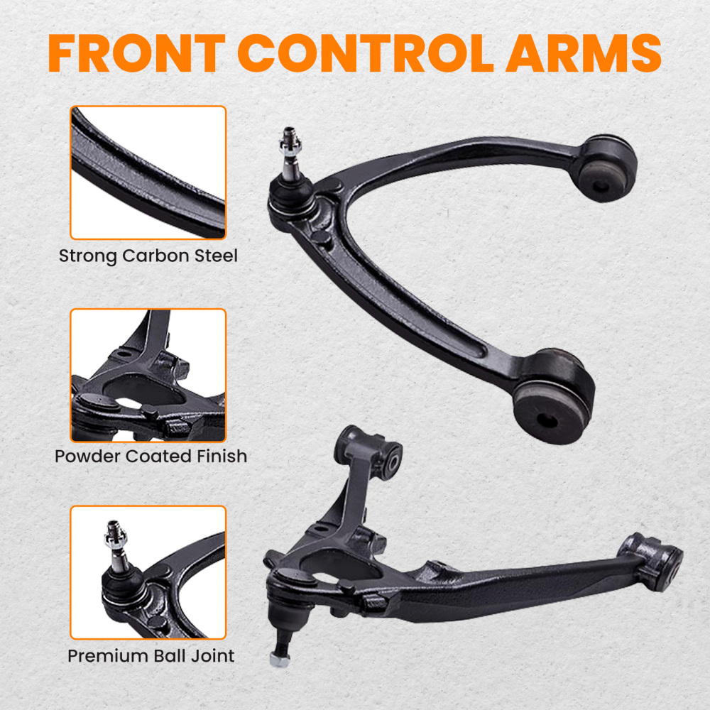 Front Upper Lower Control Arms for 2007-13 compatible for Chevy Silverado GMC Sierra 1500 compatible for Yukon