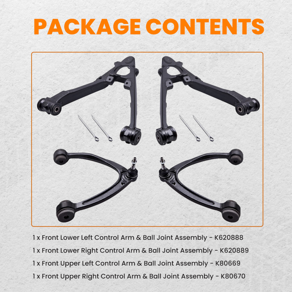 Front Upper Lower Control Arms for 2007-13 compatible for Chevy Silverado GMC Sierra 1500 compatible for Yukon