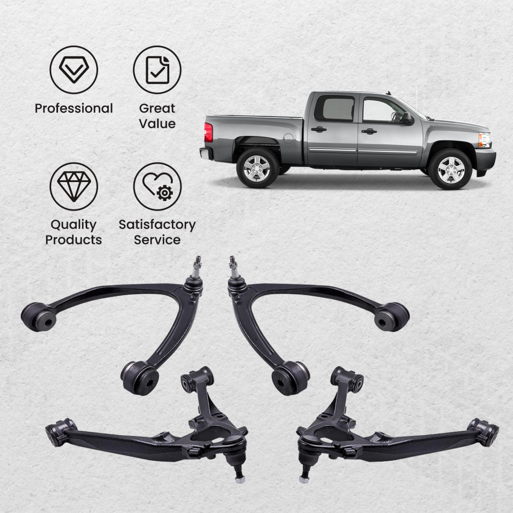 4 Pcs Front Upper and Lower Control Arm compatible for Chevy Silverado compatible for GMC Sierra 1500 compatible for Yukon