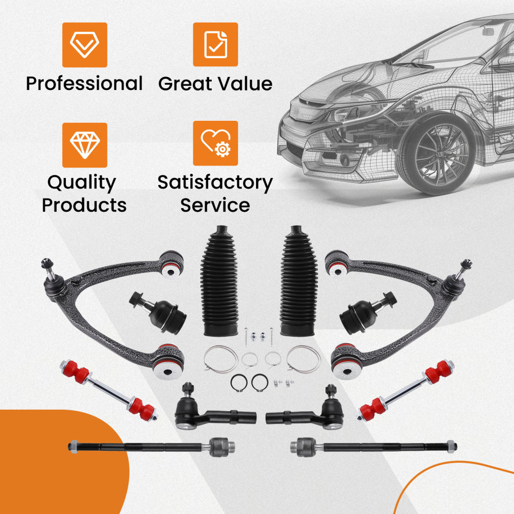 12pcs Front Control Arms w/ Poly Bushing For 2007-2014 Cadillac Escalade EXT/ESV