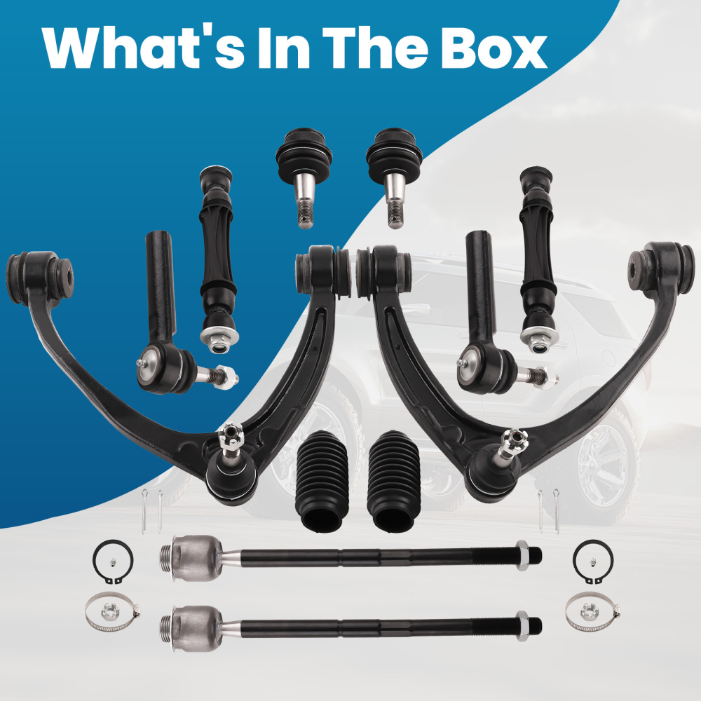 12 Pcs Front Upper Control Arm & Tie Rod Sway Bar compatible for Silverado Sierra