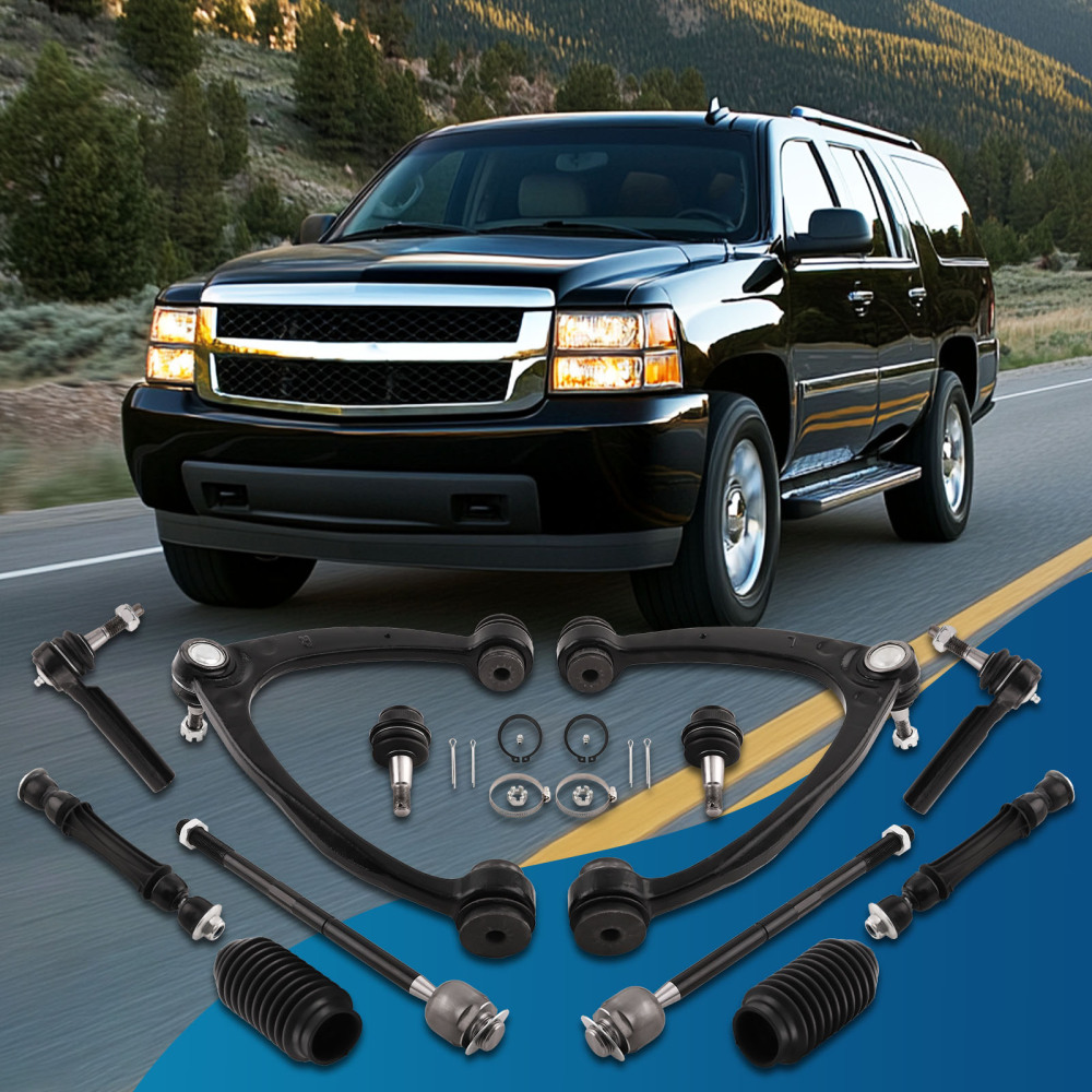 12 Pcs Front Upper Control Arm & Tie Rod Sway Bar compatible for Silverado Sierra