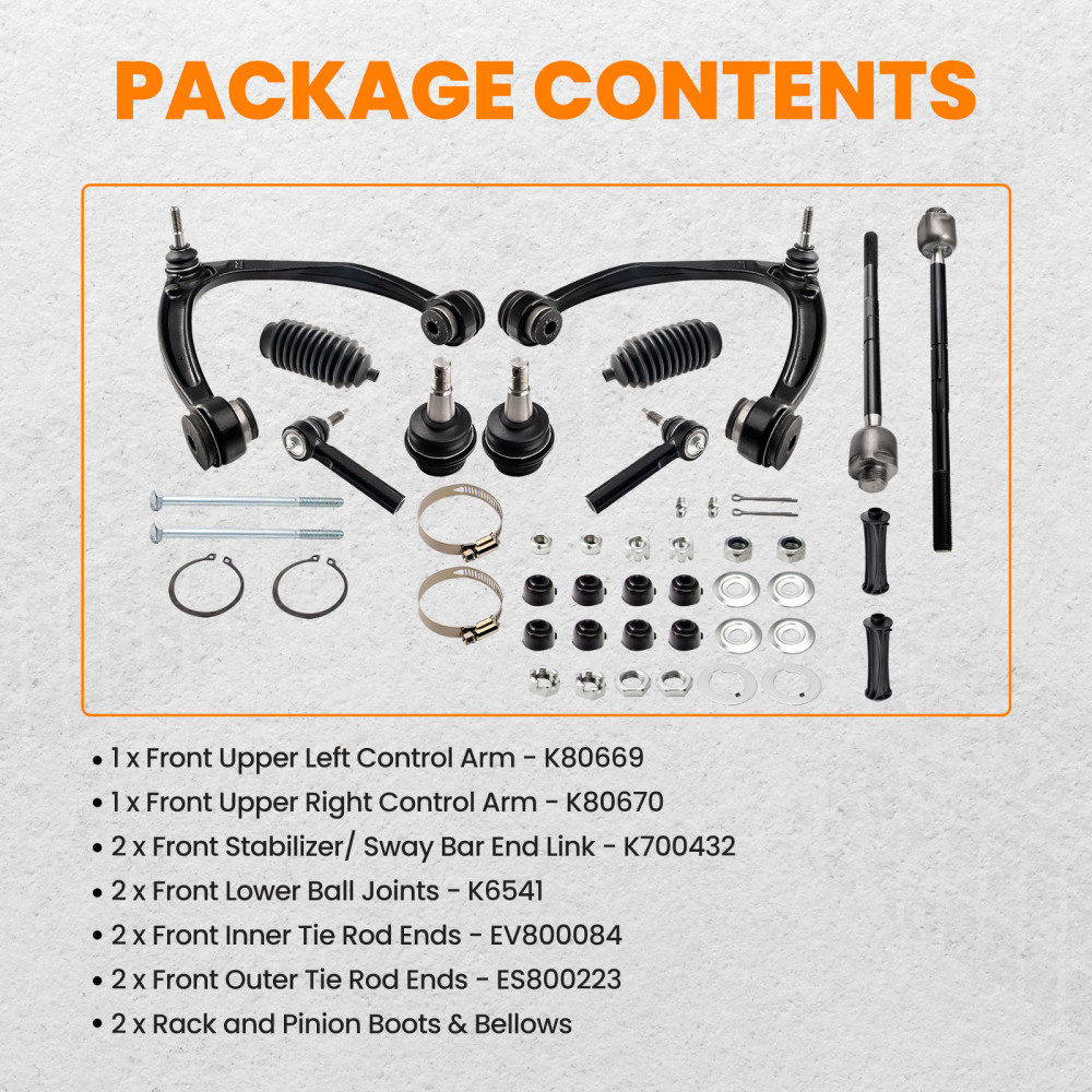 12 Pcs Front Upper Control Arm & Tie Rod Sway Bar compatible for Silverado Sierra