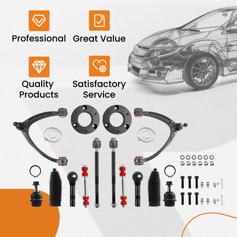 13x Front Control Arms PU Bushing Lift Kit For 07-13 compatible for Chevy Suburban 1500 compatible for Tahoe