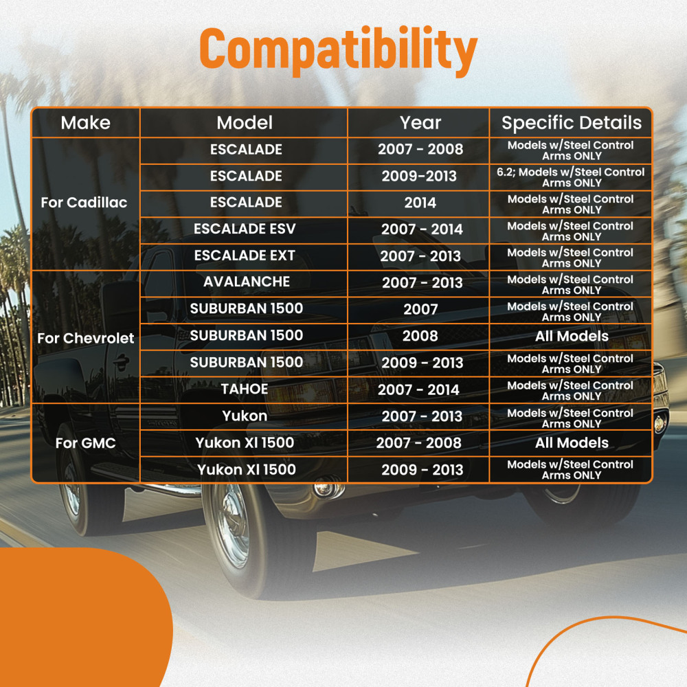 13x Front Control Arms PU Bushing Lift Kit For 07-13 compatible for Chevy Suburban 1500 compatible for Tahoe