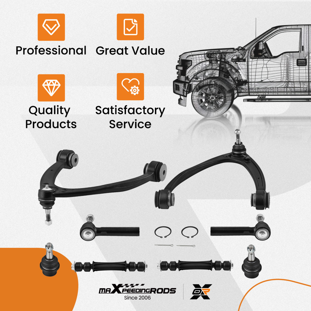 Front Upper Control Arm w/Ball Joint Tie Rod For 07-13 compatible for Silverado GMC Sierra 1500