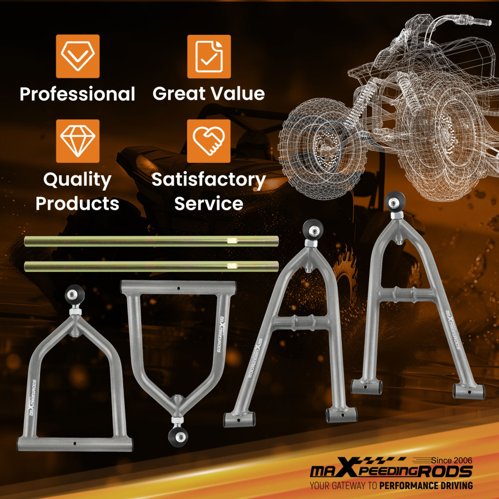 Front Upper Lower A-Arm Set compatible for Yamaha Banshee 350 YFZ350 Adjustable Control Arm