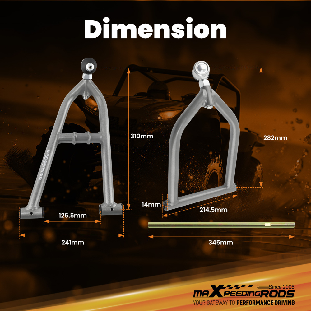 Front Upper Lower A-Arm Set compatible for Yamaha Banshee 350 YFZ350 Adjustable Control Arm