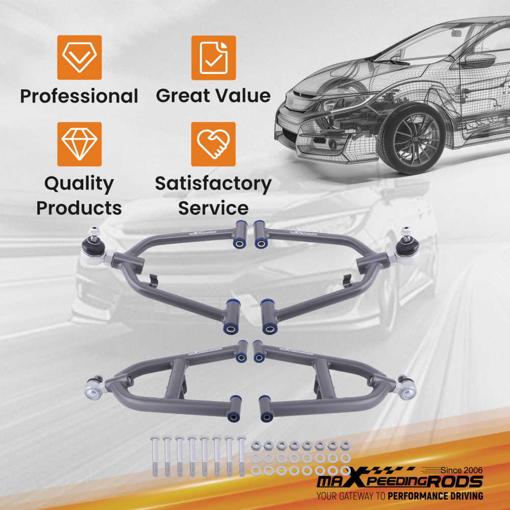 Front LowerUpper A-Arms for 1989 1990 1991-2003 compatible for Yamaha WARRIOR 350 YFM350X