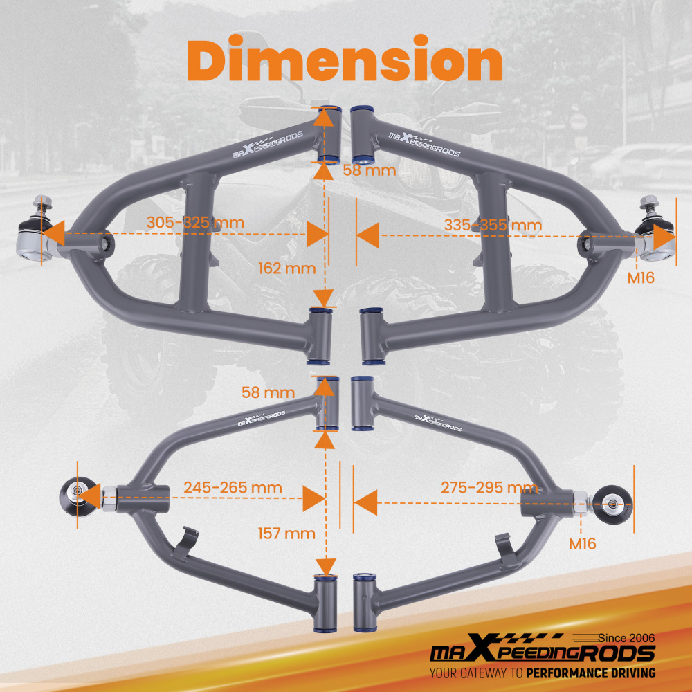 Front LowerUpper A-Arms for 1989 1990 1991-2003 compatible for Yamaha WARRIOR 350 YFM350X