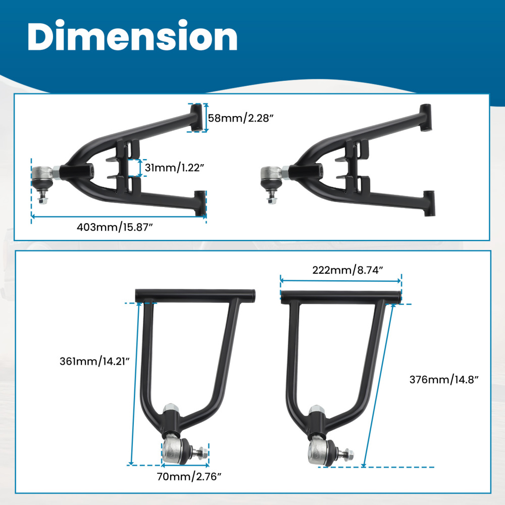 Front Lower Upper A-Arms compatible for Yamaha YFZ450 YFZ450V Control arms