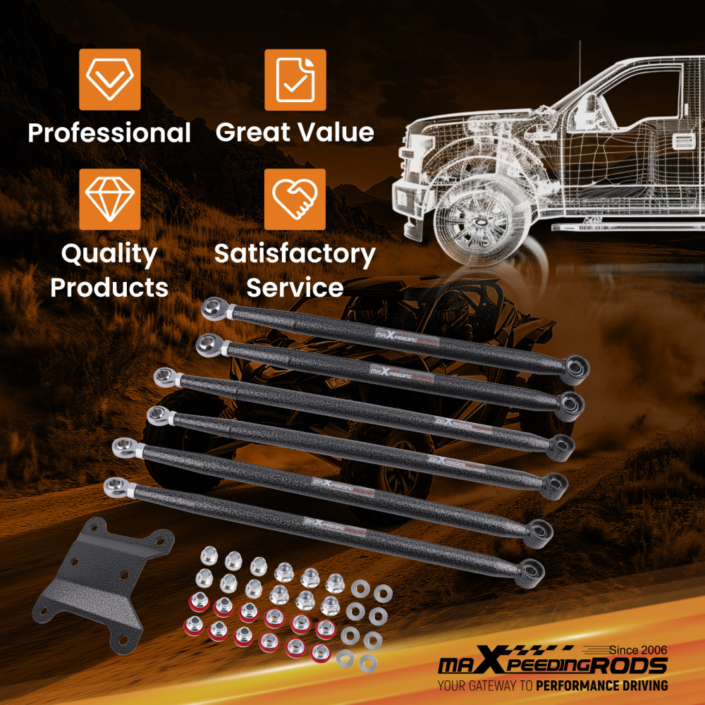 Boxed Rear Radius Rods Set compatible for Can-Am Maverick X3 72 Turbo/X RC/X MR/X RS/MAX