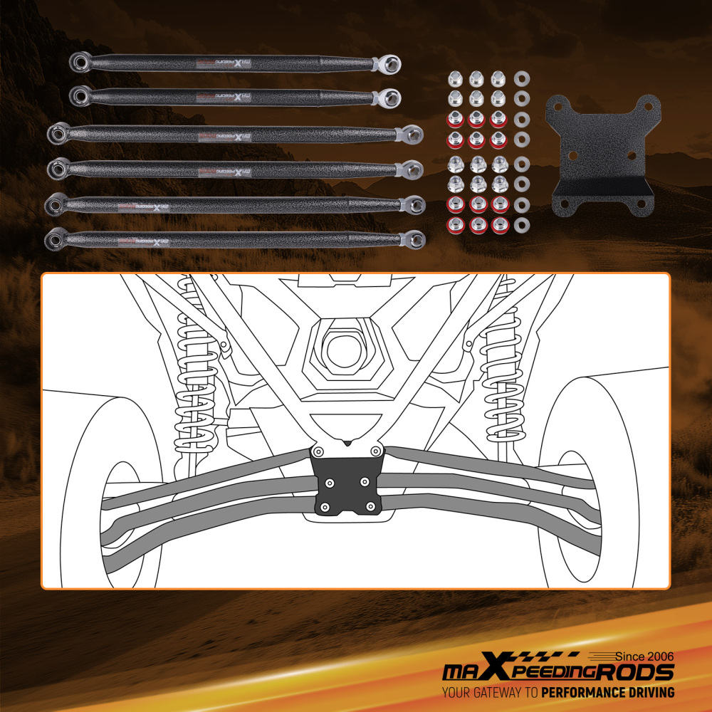 Boxed Rear Radius Rods Set compatible for Can-Am Maverick X3 72 Turbo/X RC/X MR/X RS/MAX