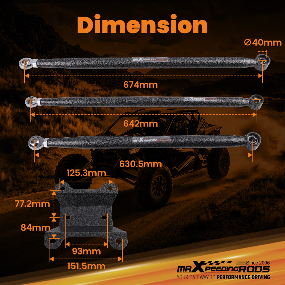 Boxed Rear Radius Rods Set compatible for Can-Am Maverick X3 72 Turbo/X RC/X MR/X RS/MAX