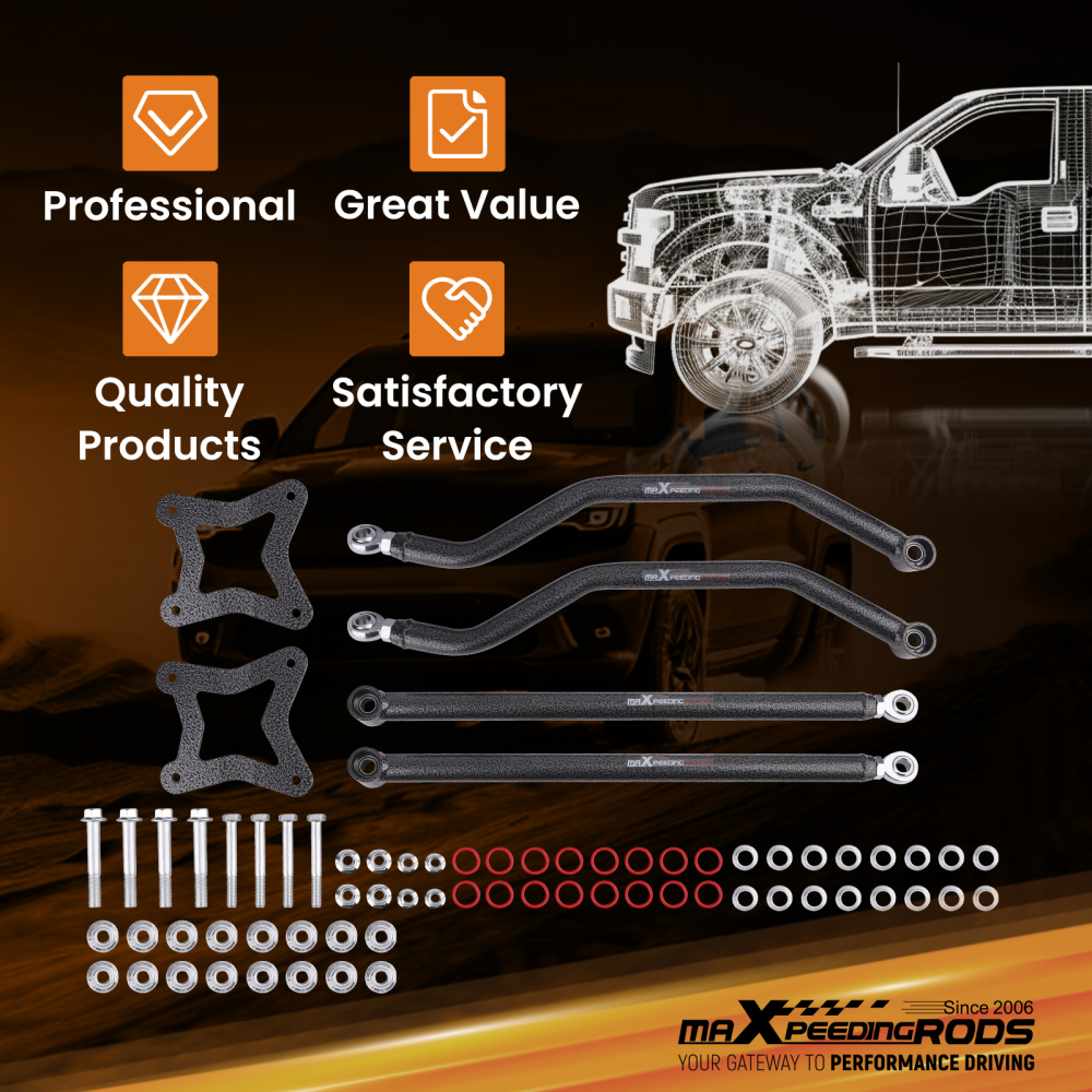 High Clearance Rear Radius Arms Rods Set compatible for Polaris RZR XP 1000 2014+