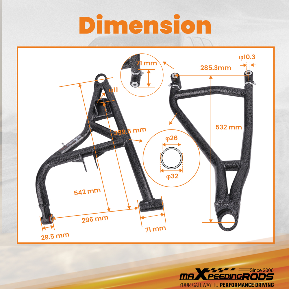 High Clearance Front Upper Lower A-Arms compatible for Polaris RZR XP 1000 / 4 Turbo 14-23