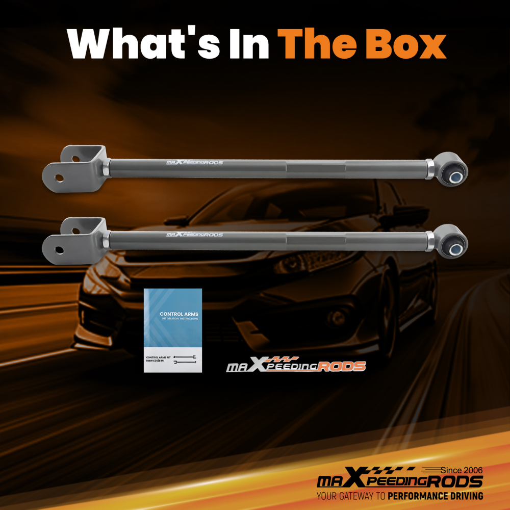 Pair Rear Adjustable Lower Camber Control Arm Kit compatible for BMW E46 323 325 328 330