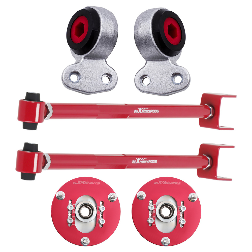 6X SUSPENSION CAMBER ARMS + CAMBER PLATES TOP HAT CONTROL ARMS BUSHINGS FOR E46