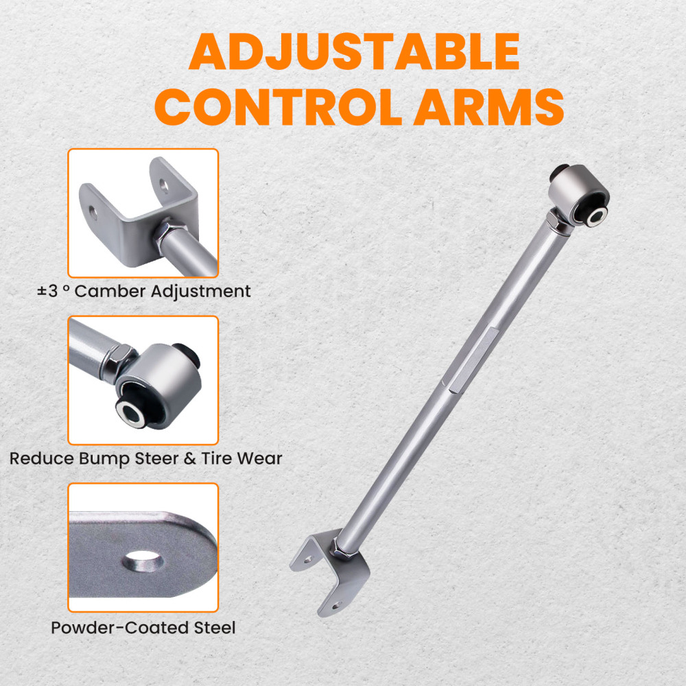 Adjustable Rear Camber Control Arm Kits compatible for BMW E36 E46 3 Series X3 Z4 Silver