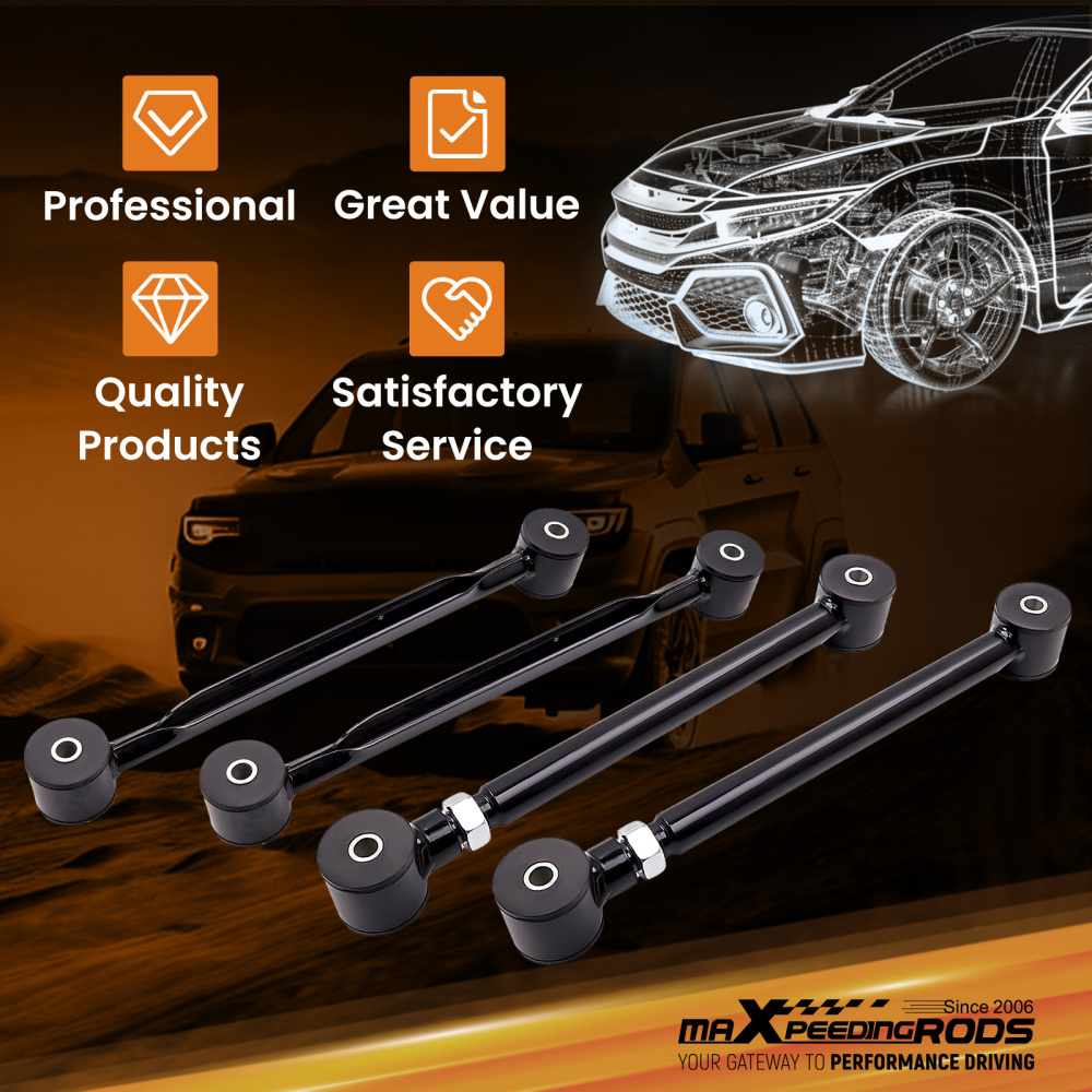 4 Pcs Rear Trailing Control Arms Upper + Lower Kit compatible for Buick Rainier 2004-2007