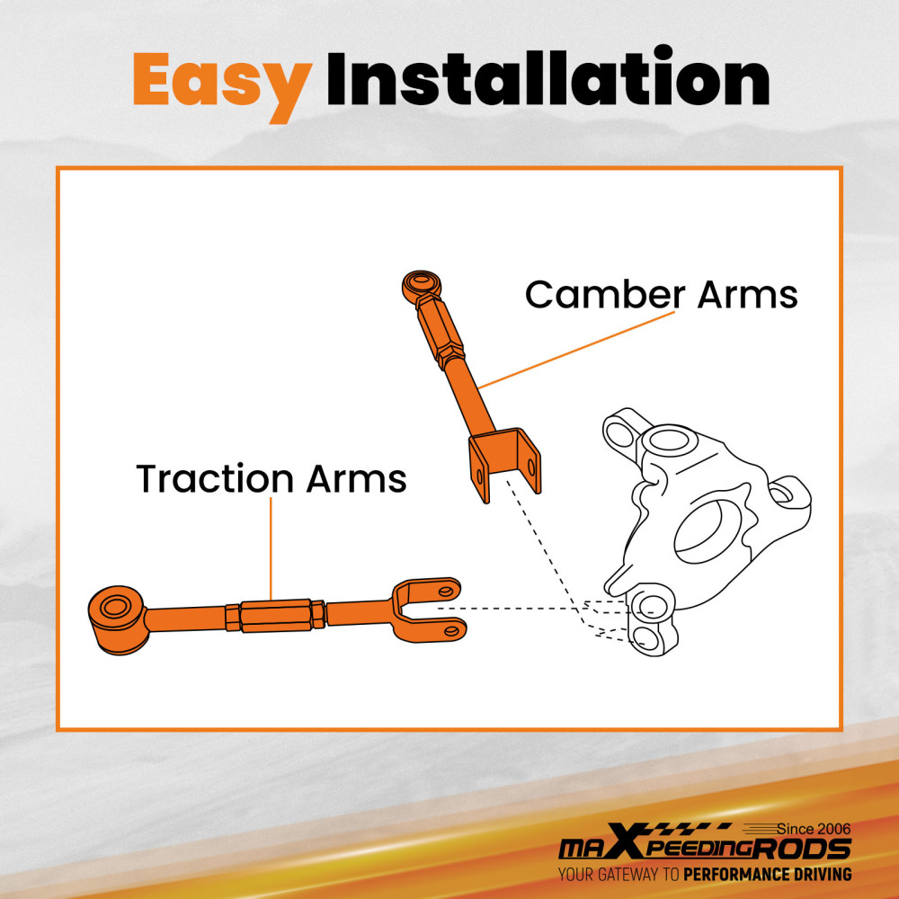 Adjustable Alignment Rear Camber Arms + Toe Traction Kit compatible for Nissan 350Z Z33 2003-2009