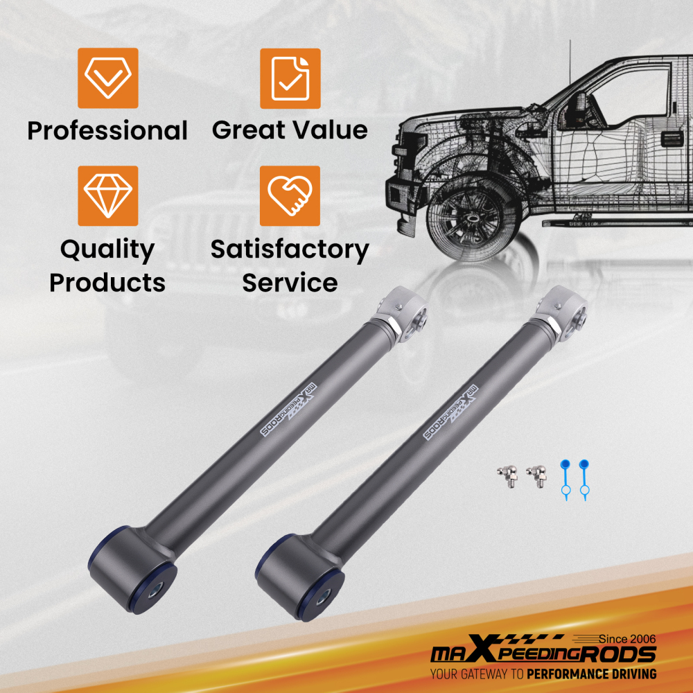 2x Adjustable Rear Lower Control Arm Lift Kit compatible for Jeep Wrangler JK 2007-2018 4WD