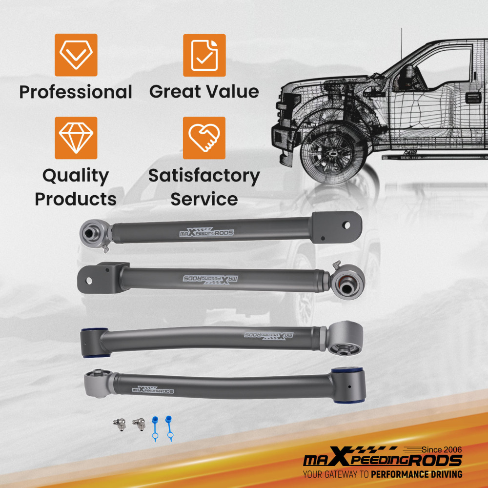 4pcs Front Adjustable Control Arms 0-6 Lift Kit compatible for Jeep Wrangler JK 2007-2018