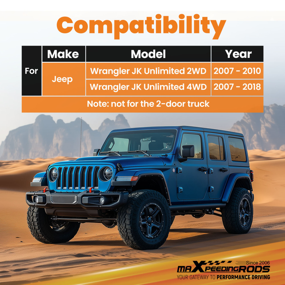 4pcs Front Adjustable Control Arms 0-6 Lift Kit compatible for Jeep Wrangler JK 2007-2018