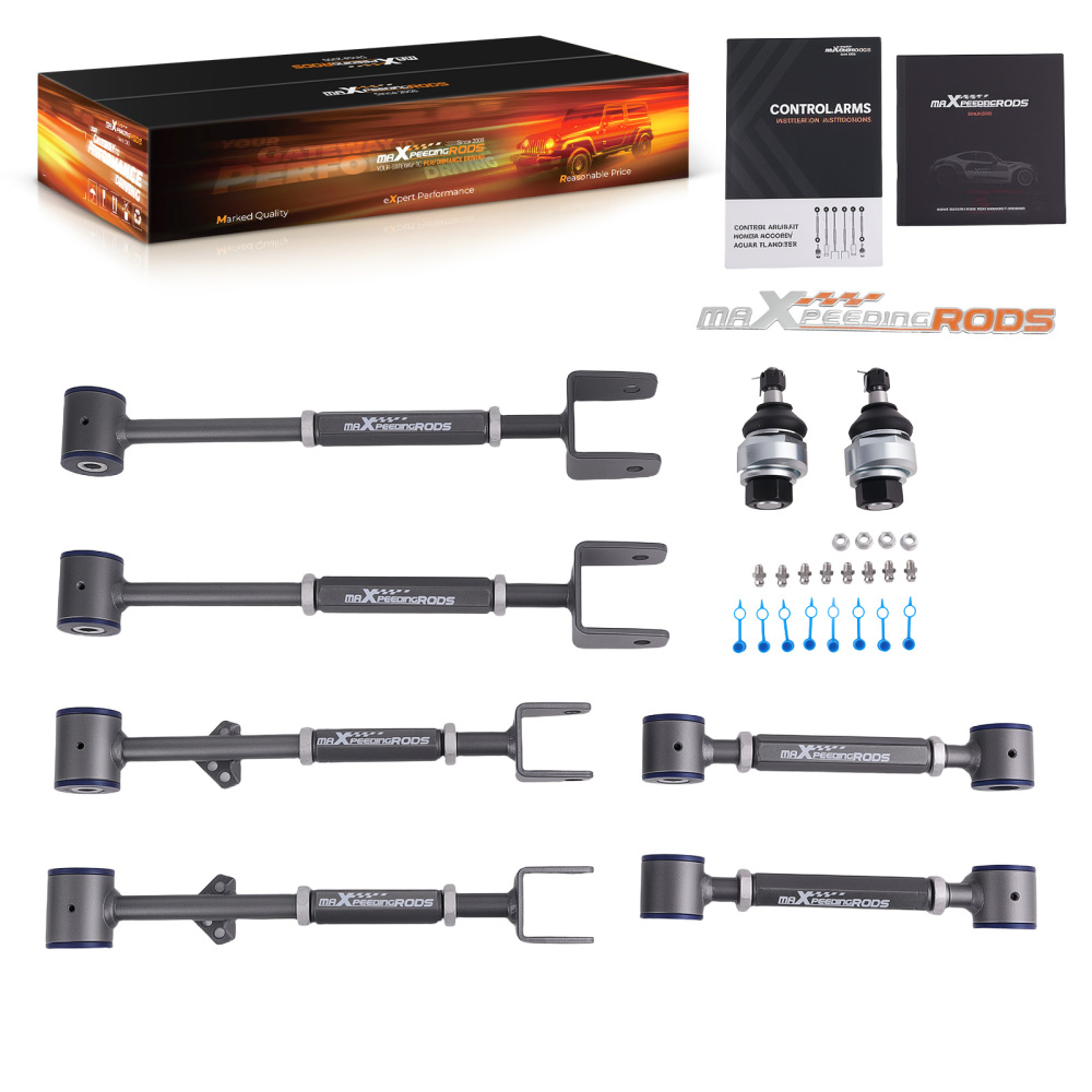 6x Rear Camber Control Arms + Front Lower Ball Joint for 2008-2017 compatible for Honda Accord