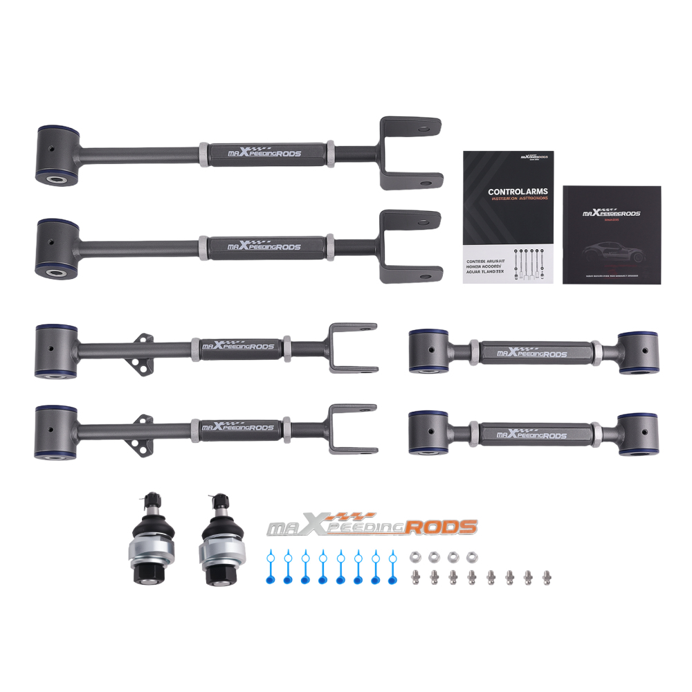 6x Rear Camber Control Arms + Front Lower Ball Joint for 2008-2017 compatible for Honda Accord