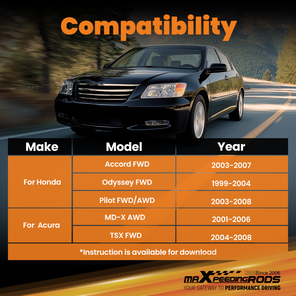 2x Rear Adjustable Camber Kit compatible for Honda Accord 2003-2007 compatible for Acura TSX 2004-2008