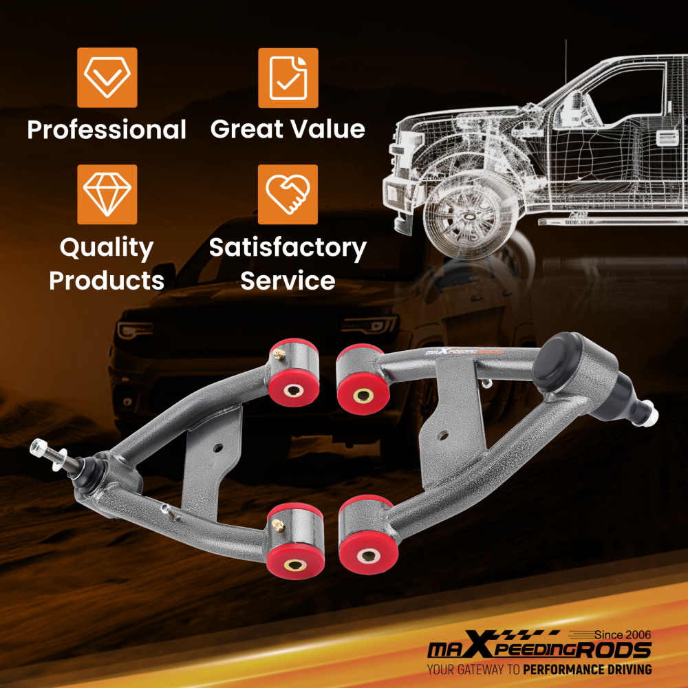 2-4 Lift Front Upper Control Arms Tubular For 1982-2004 compatible for Chevy S10 compatible for GMC S15 4X4