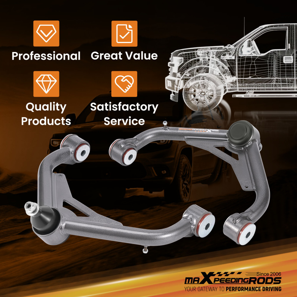 2-4 Lift Upper Control Arms 2x For 2001-2010 compatible for Chevy Silverado Sierra 2500 3500HD