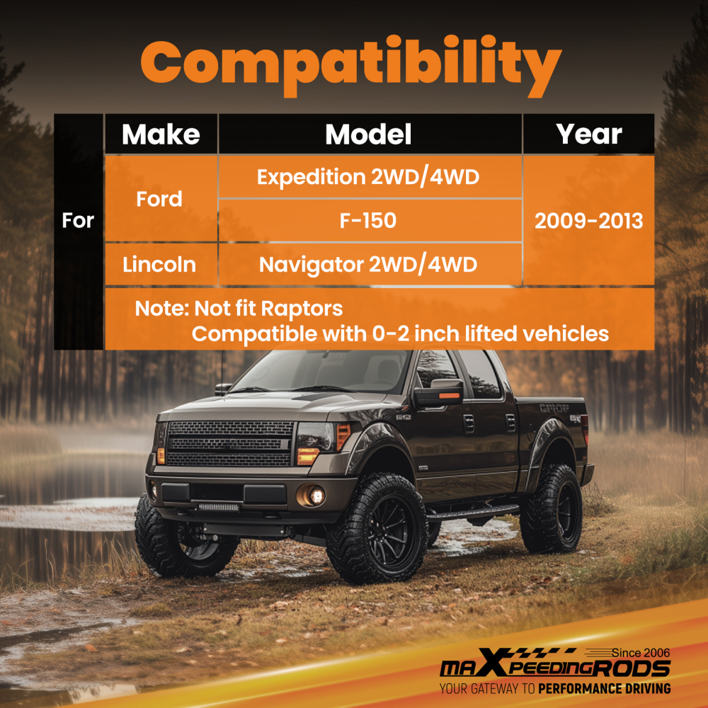 0-2 Lift Front Upper Lower Control Arms for 2009-2012 2013 compatible for Ford F-150 2WD/4WD