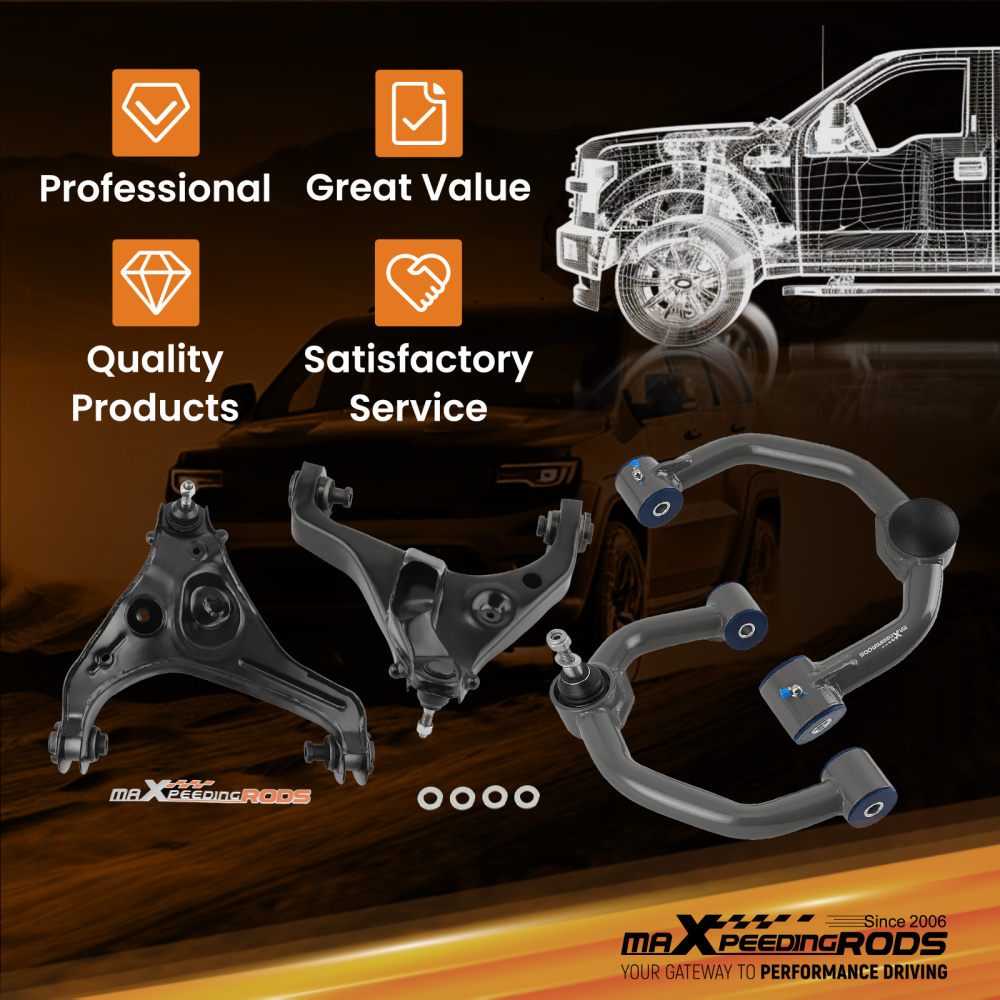 0-2 Lift Front Upper Lower Control Arms for 2009-2012 2013 compatible for Ford F-150 2WD/4WD