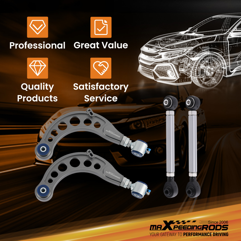 4x Rear Adjustable Camber Toe Arms For 2016 2017 2018 2019 2020-2024 compatible for Honda Civic