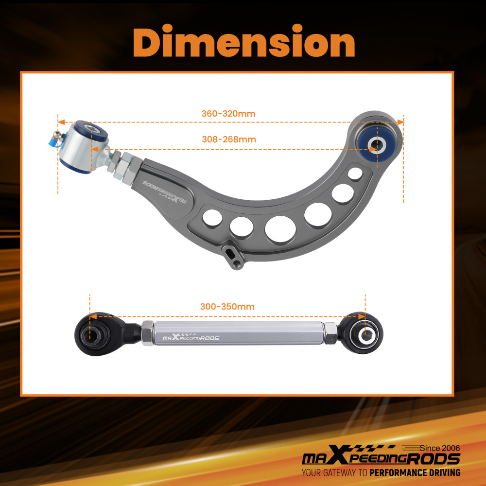 4x Rear Adjustable Camber Toe Arms For 2016 2017 2018 2019 2020-2024 compatible for Honda Civic